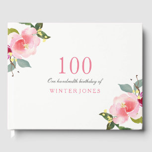 Livre D'or Élégante fête florale rose 100e anniversaire