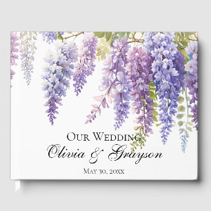 Livre D'or Elégante glycine d'aquarelle violette florale