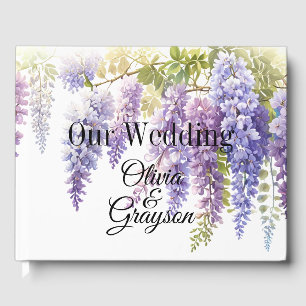Livre D'or Elégante glycine d'aquarelle violette florale