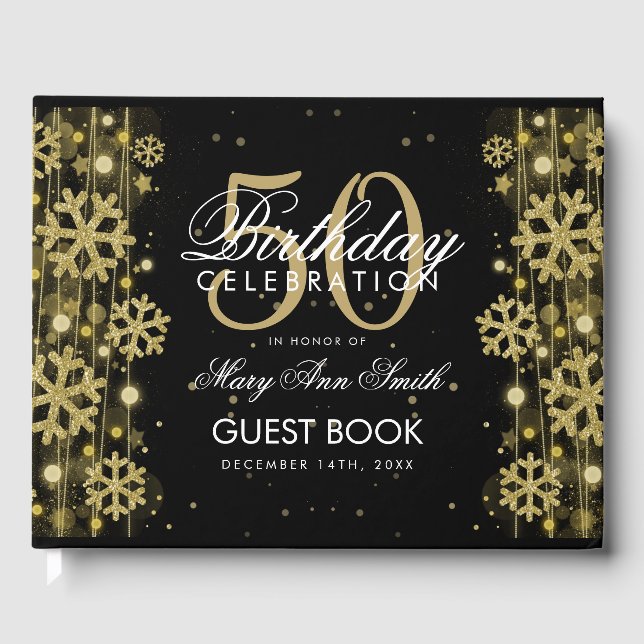 Livre D'or Elégante Gold Black 50e anniversaire Parties scint (Recto)