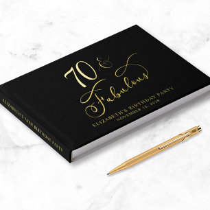 Livre D'or Elégante Gold Foil Black 70e fête d'anniversaire