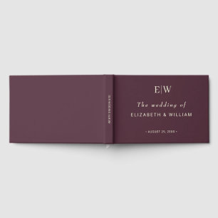 Livre D'or Elégante laque simple cerise, Mariage Monogramme