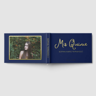 Livre D'or Elégante Marine moderne Gold Photo Quinceañera