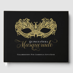 Livre D'or Elégante mascarade or Quinceanera