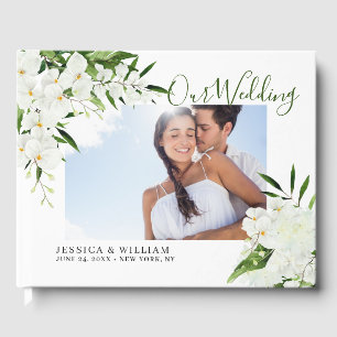 Livre D'or Elégante Orchidées Blanches Bohême Mariage Photo