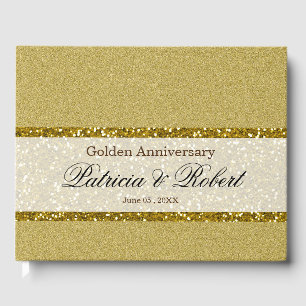 Livre D'or Élégante Parties scintillant d'or 50e anniversaire
