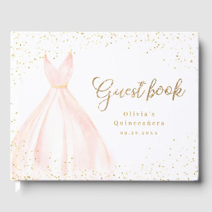 Livre D'or Elégante parties scintillant or et robe blush quin