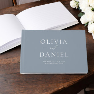 Livre D'or Elégante Photo Dusty Bleu Argent Moderne Minimalis