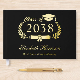 Livre D'or Élégante Photo Gold Foil Black Graduation Party