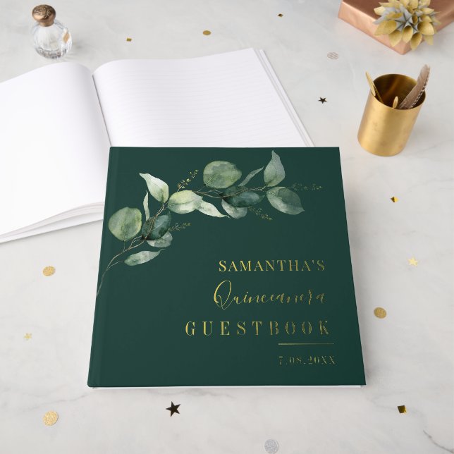 Livre D'or Elégante Quinceanera 15e anniversaire Rose Gold (Recto ouvert)