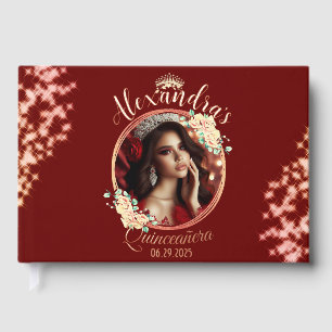 Livre D'or Elégante Quinceañera Rouge Célébration espagnol