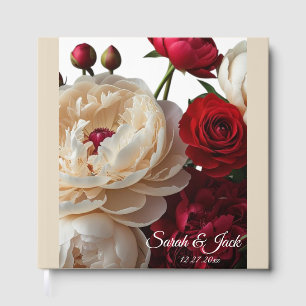 Livre D'or Elégante Rose rouge et Peony crème