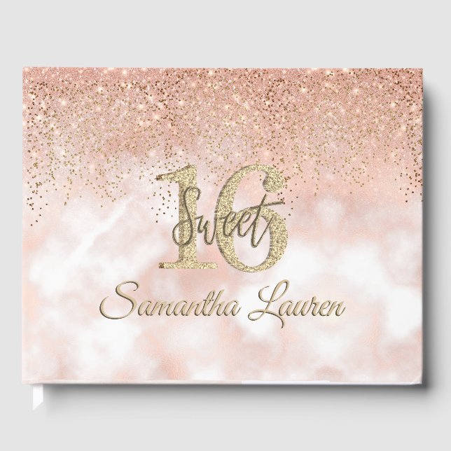Livre D'or Élégante Typographie Script Blush Pink Gold Sweet  (Recto)