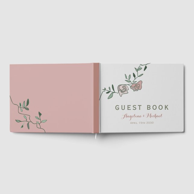 Livre D'or Élégante verdure Floral Dusty Rose Mariage (Complet)