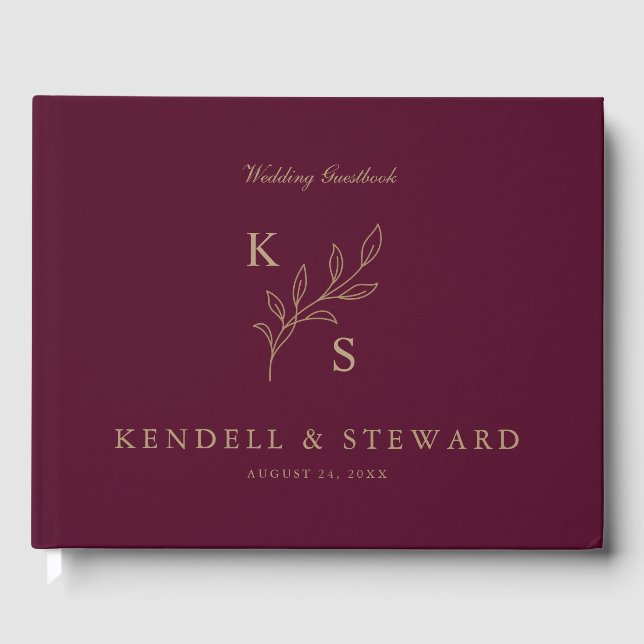 Livre D'or Élégante verdure Floral Mariage Logo Monogramme (Recto)
