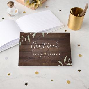 Livre D'or Élégante verdure grange bois comté mariage rustiqu