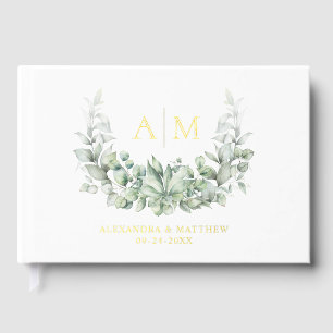 Livre D'or Élégante verdure Monogram Mariage Gold Foil
