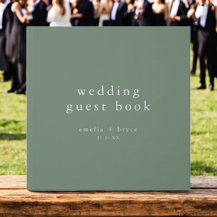 Livre D'or EMELIA Silver Foil Olive Sage Green Rustic Mariage