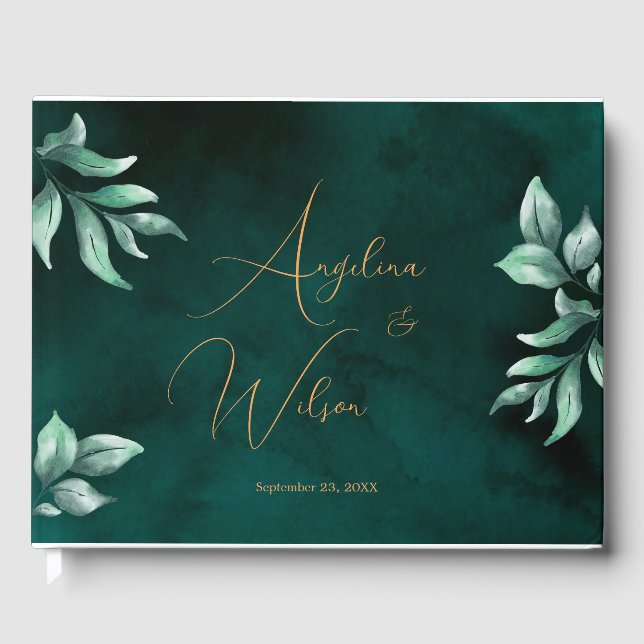 Livre D'or Emerald Eucalyptus Greenery Mariage Gold Script (Recto)
