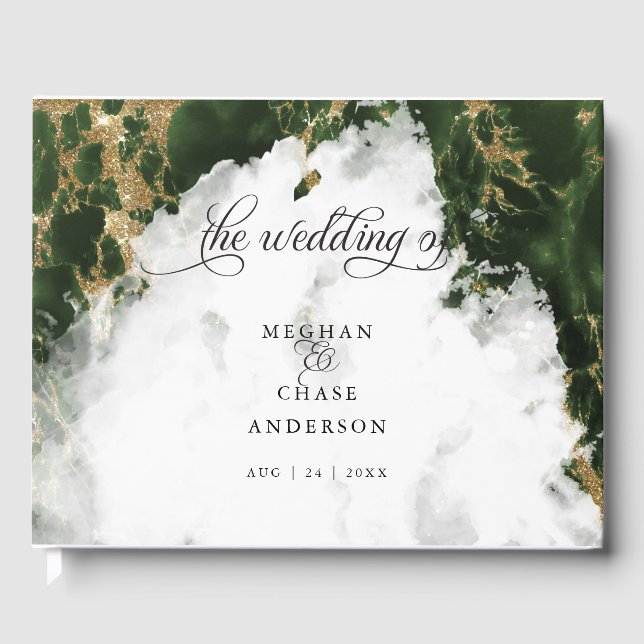 Livre D'or Emerald Geode Aquarelle BarefootBride™ (Recto)