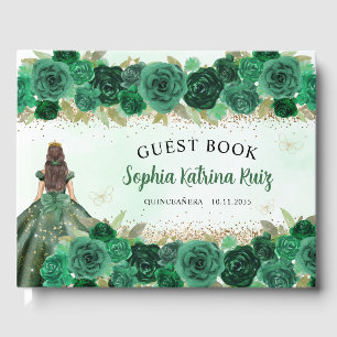 Livre D'or Emerald Green Floral Princess Quinceañera