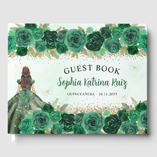 Livre D'or Emerald Green Floral Princess Quinceañera (Recto)
