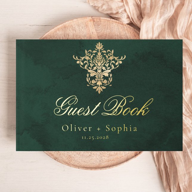 Livre D'or Emerald Green Gold Victorian Ornate Mariage (Créateur téléchargé)