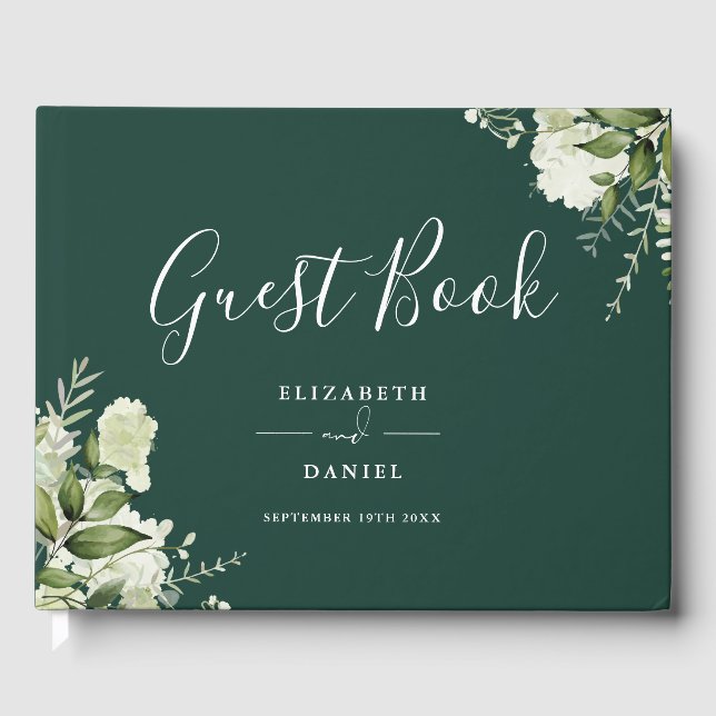 Livre D'or Emerald Greenery Floral Photo Wedding (Recto)