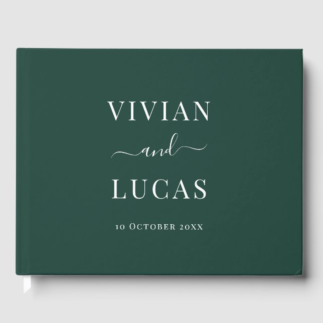 Livre D'or Émeraude moderne vert Forme Mariage minimal (Recto)