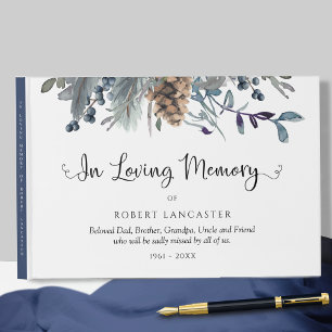 Livre D'or En Mémoire Amoureuse Marine bleu Rustique Floral F