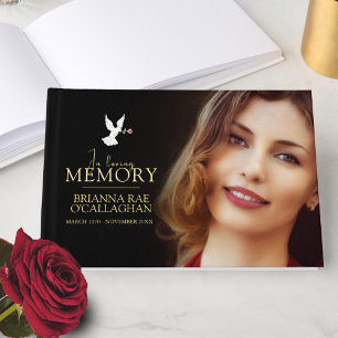 Livre D'or En mémoire d'amour colombe rouge rose funérailles 