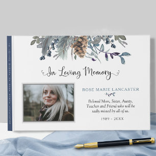 Livre D'or En Mémoire d'amour Soft Rustic Floral Funeral Phot
