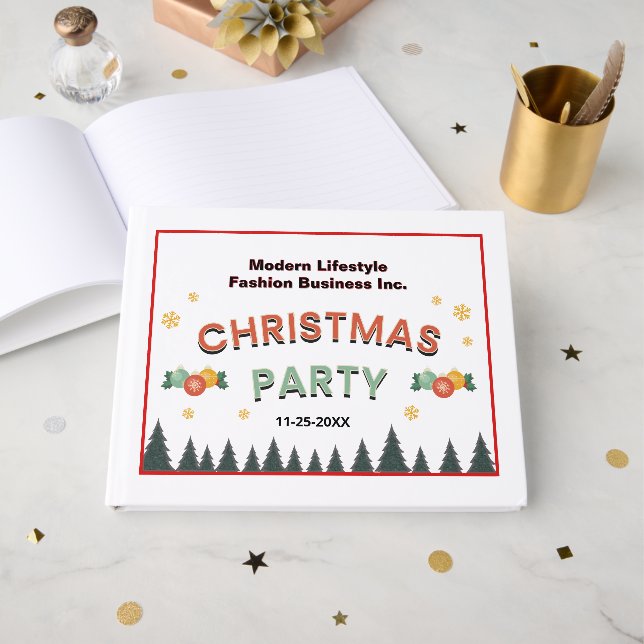 Livre D'or Entreprise Fun Noël fête sur mesure (Recto ouvert)