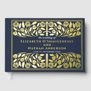 Livre D'or Épée Médiévale Royale Fantastique Bleue de Mariage