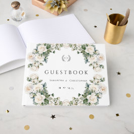 Livre D'or Eternel Rose Élégant Vert Floral Mariage