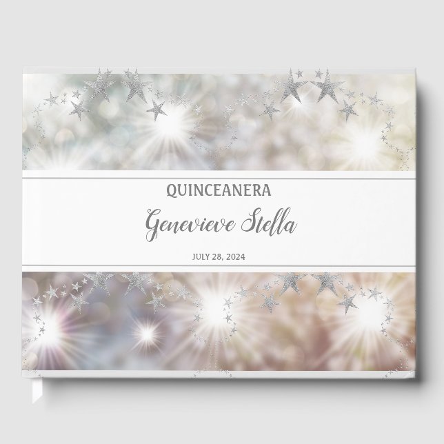 Livre D'or Étoiles d'argent chic Quinceanera (Recto)