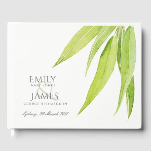 LIVRE D'OR EUCALYPTUS FEUILLE MONOGRAMME DU FOLIAGE DE COULEU