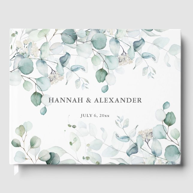 Livre D'or Eucalyptus Greenery Wedding Guest Book Keepsake (Recto)