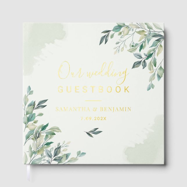 Livre D'or Éucalyptus Mariage Botanique Gold Foil (Recto)