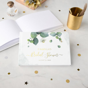 Livre D'or Eucalyptus Script Fête des mariées Gold Foil