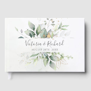 Livre D'or Eucalyptus Verdure Or Feuilles mariage élégant