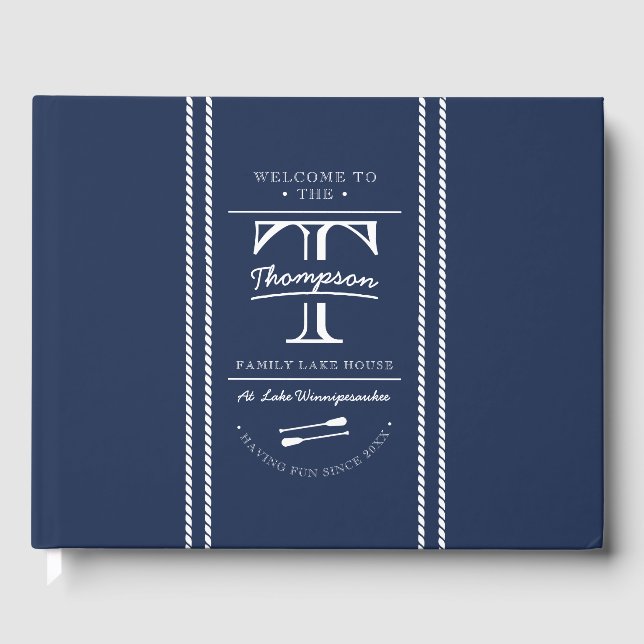 Livre D'or Famille Monogramme Marine Nautical Lake House (Recto)