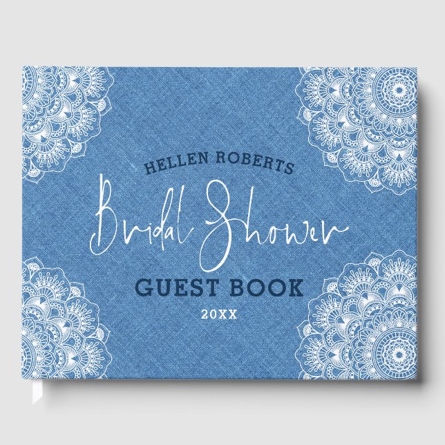 Livre D'or Faux bleu clair avec mandala blanc (Recto)