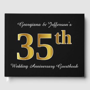 Livre D'or Faux Gold Look 35ème anniversaire Mariage + Noms