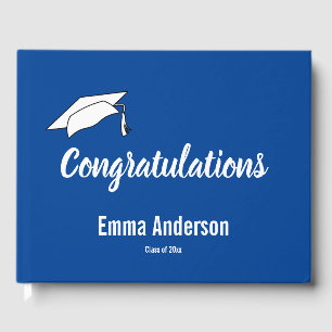 Livre D'or Félicitations Deep Blue and White Graduation