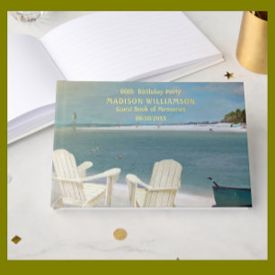Livre D'or Fête Anniversaire Ocean Beach Chaises Real Gold Fo