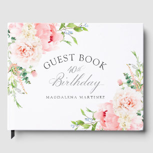 Livre D'or Fête d'anniversaire 40 ans Fleurs roses personnali