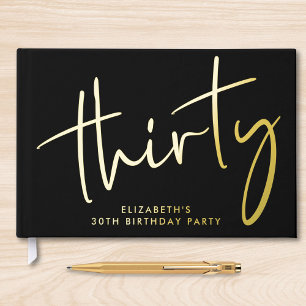 Livre D'or Fête d'anniversaire chic script noir 30 ans