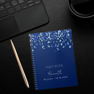 Livre d'or fête d'anniversaire confetti bleu