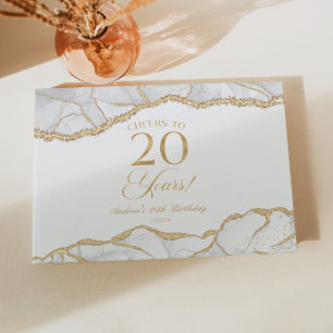Livre D'or Fête d'anniversaire de 20 ans élégante en agate et